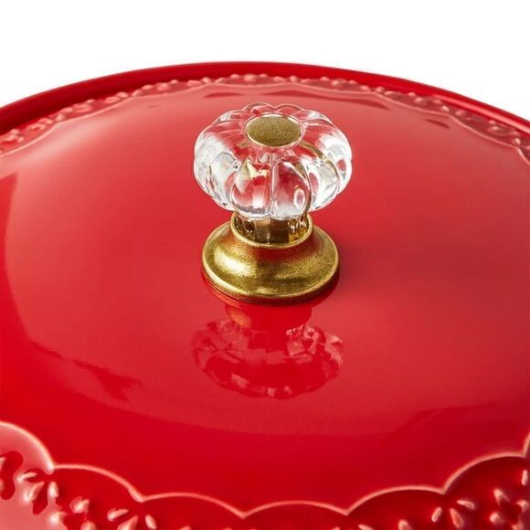 🦋 New Pioneer Woman Sweet Romance Red Gingham Ceramic Potatoes Keeper with Lid - Picture 6 of 9